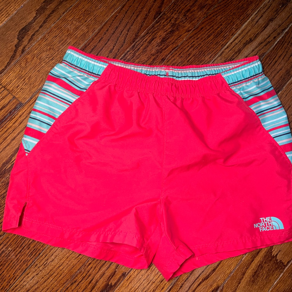 The North Face girls medium Vibrant pink and Striped Shorts (swim/sport)